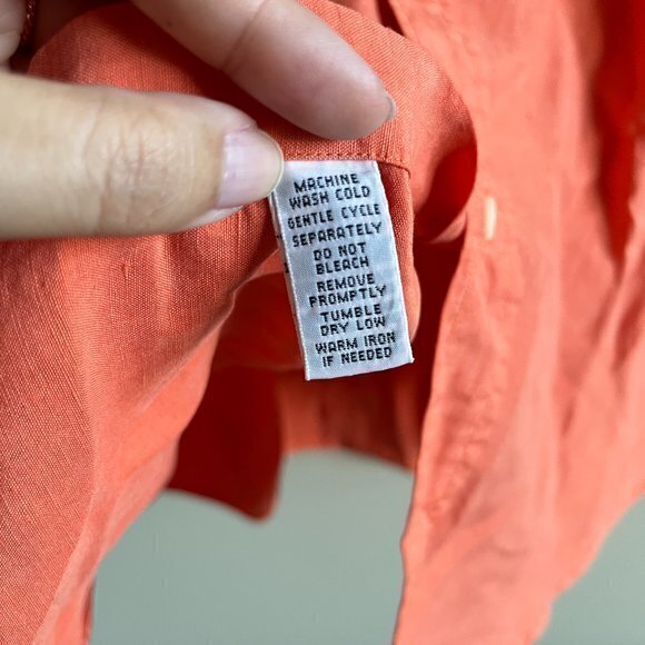 Ralph Lauren Linen Silk Classic Fit Orange Button Down Shirt Top Mens Size L - Picture 3 of 6